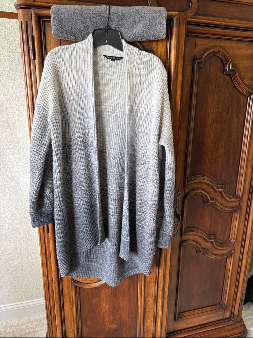 Athleta Wool Cashmere Two Tone Long Cardigan Gray Size M
